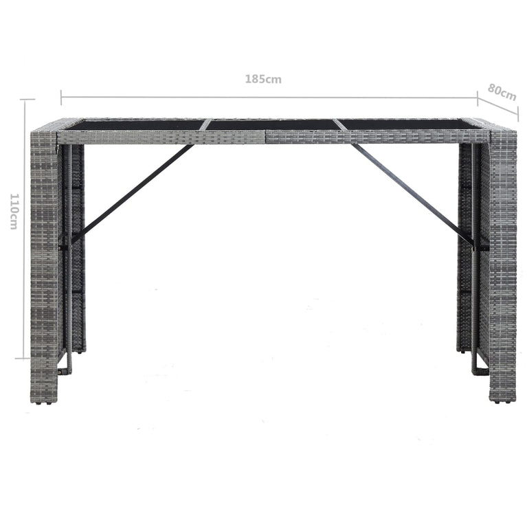 7-delige Tuinbarset met kussens poly rattan grijs MeubelReus