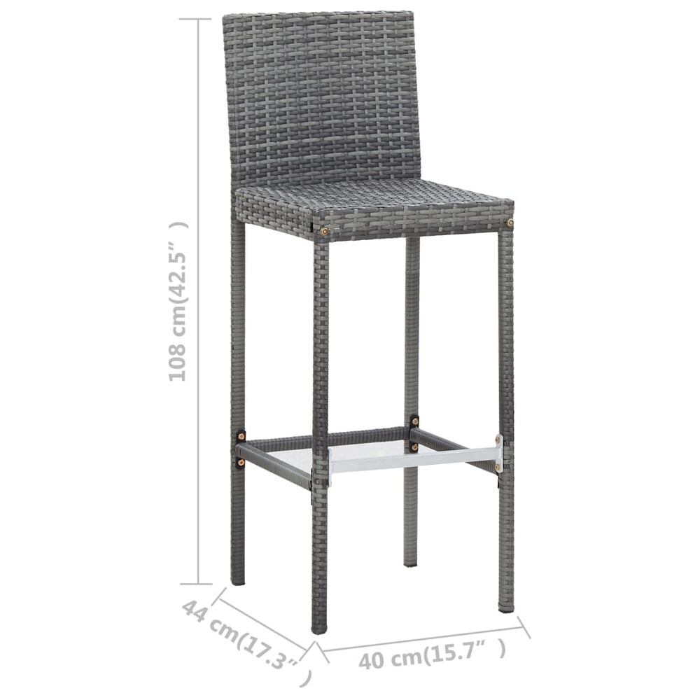 7-delige Tuinbarset met kussens poly rattan grijs MeubelReus