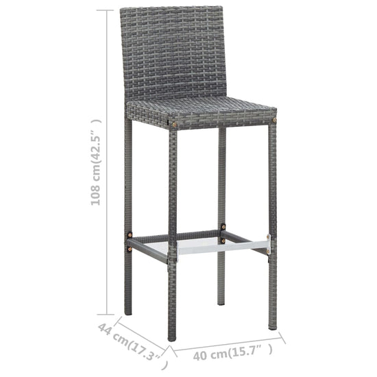 7-delige Tuinbarset met kussens poly rattan grijs MeubelReus