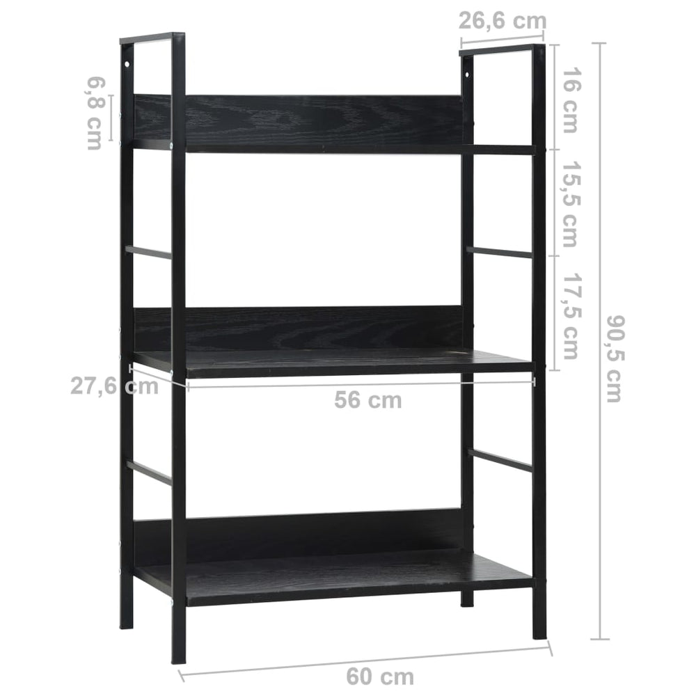 Boekenkast met 3 schappen 60x27,6x90,5 cm bewerkt hout zwart MeubelReus