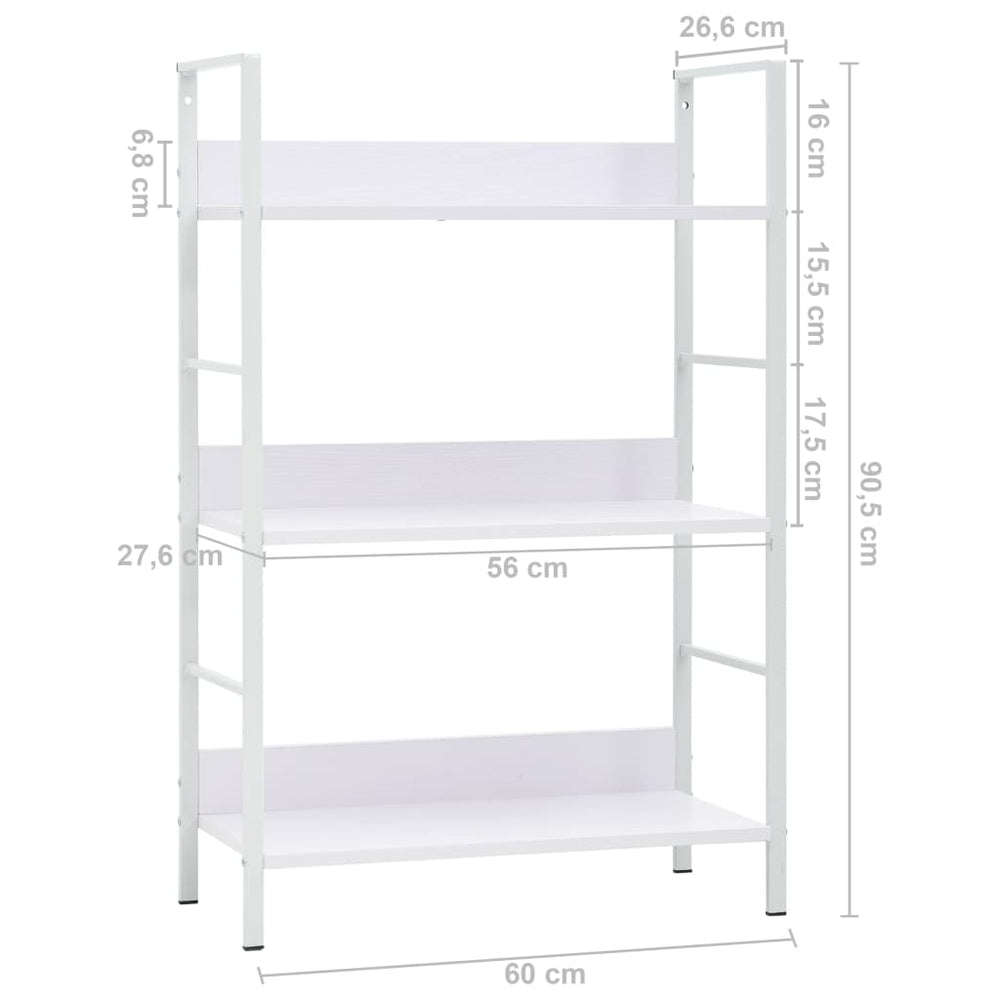 Boekenkast met 3 schappen 60x27,6x90,5 cm bewerkt hout wit MeubelReus