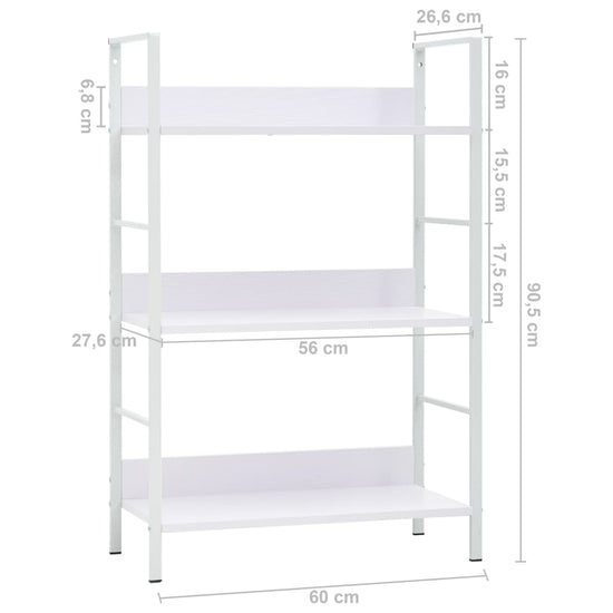 Boekenkast met 3 schappen 60x27,6x90,5 cm bewerkt hout wit MeubelReus