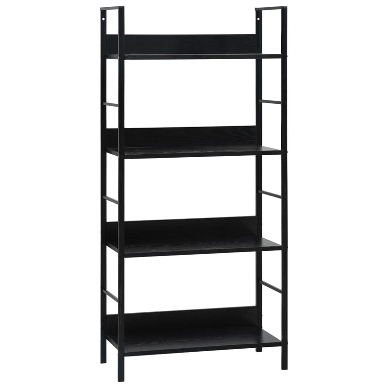 Boekenkast met 4 schappen 60x27,6x90,5 cm bewerkt hout zwart MeubelReus