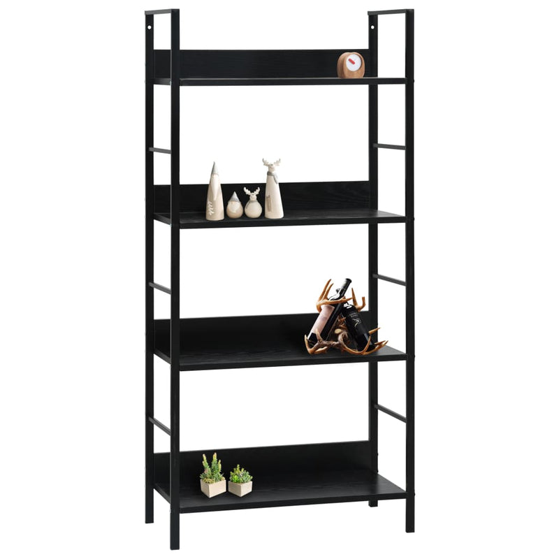 Boekenkast met 4 schappen 60x27,6x90,5 cm bewerkt hout zwart MeubelReus