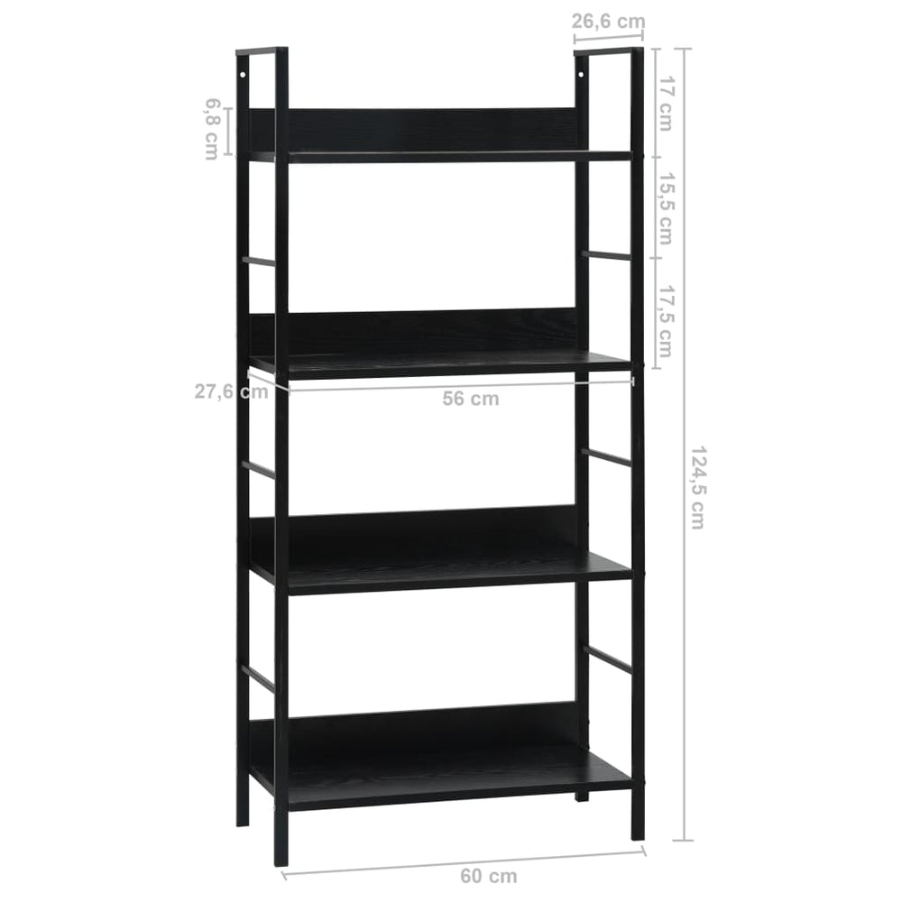 Boekenkast met 4 schappen 60x27,6x90,5 cm bewerkt hout zwart MeubelReus