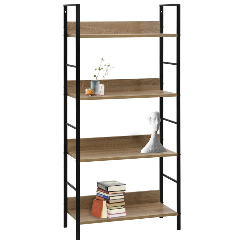 Boekenkast 4 schappen 60x27,6x124,5 cm bewerkt hout eikenkleur MeubelReus
