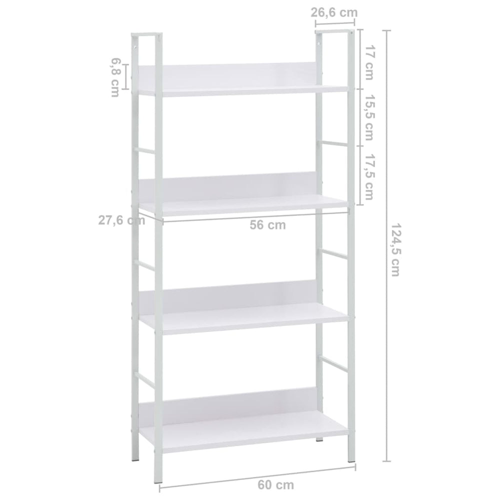 Boekenkast met 4 schappen 60x27,6x124,5 cm bewerkt hout wit MeubelReus