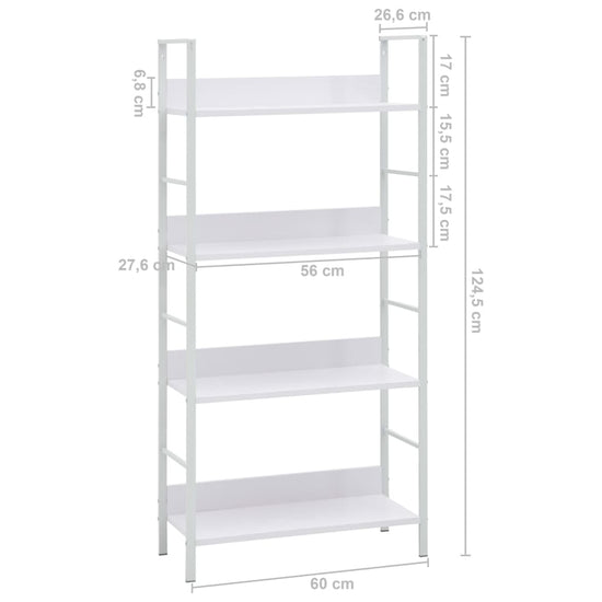 Boekenkast met 4 schappen 60x27,6x124,5 cm bewerkt hout wit MeubelReus