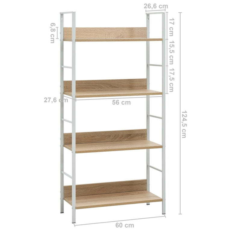 Boekenkast 4 schappen 60x27,6x124,5 cm bewerkt hout eikenkleur MeubelReus