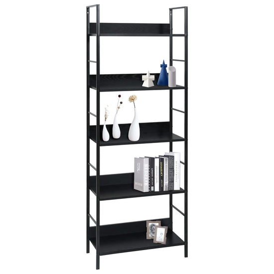 Boekenkast met 5 schappen 60x27,6x158,5 cm bewerkt hout zwart MeubelReus