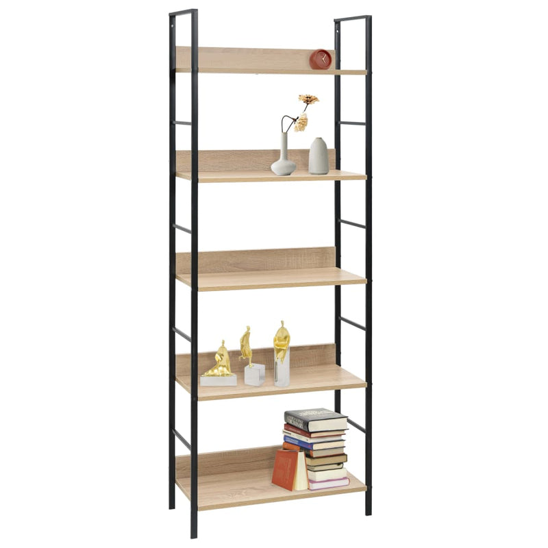 Boekenkast 5 schappen 60x27,6x158,5 cm bewerkt hout eikenkleur MeubelReus