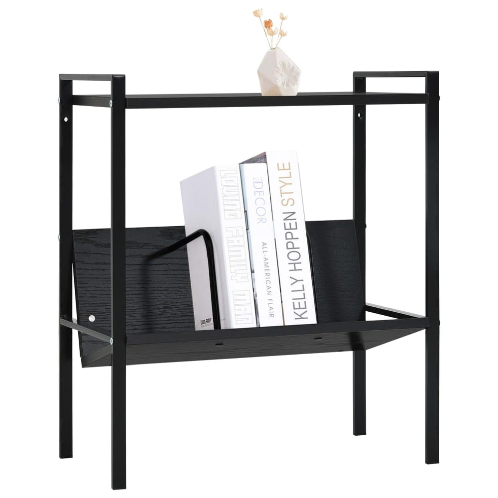 Boekenkast met 2 schappen 52x28x59 cm bewerkt hout zwart MeubelReus