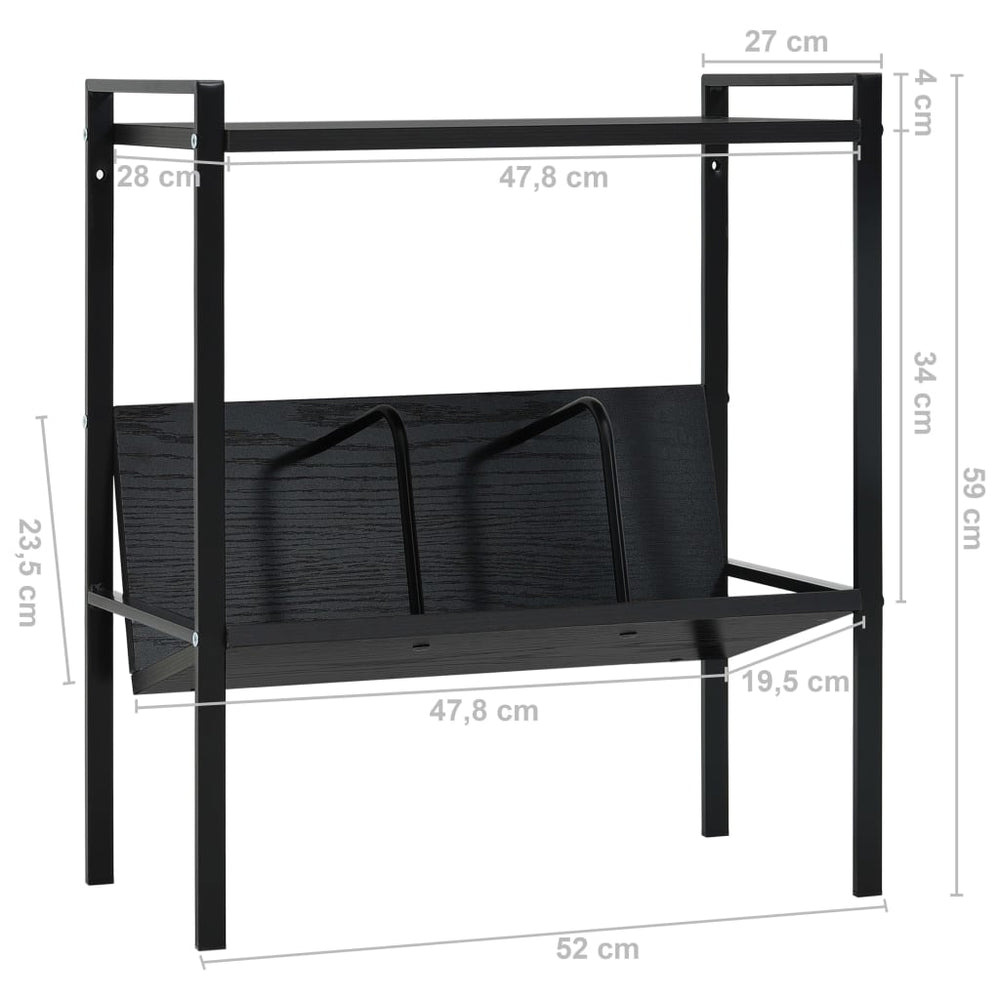 Boekenkast met 2 schappen 52x28x59 cm bewerkt hout zwart MeubelReus