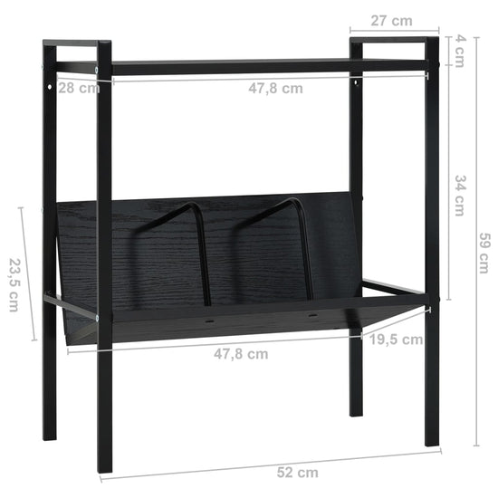 Boekenkast met 2 schappen 52x28x59 cm bewerkt hout zwart MeubelReus