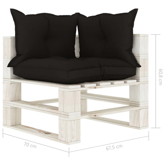 Tuinhoekbank met zwarte kussens pallet hout MeubelReus
