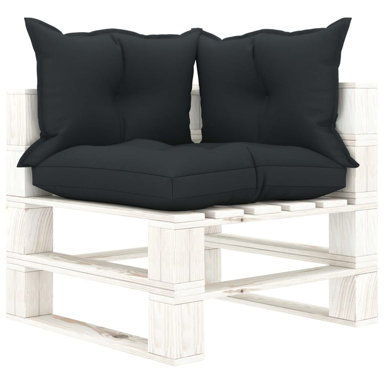 Tuinhoekbank met antracietkleurige kussens pallet hout MeubelReus