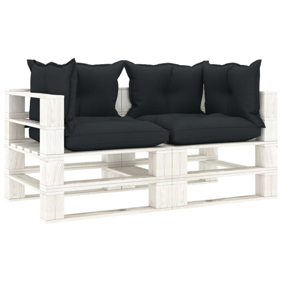 Tuinbank 2-zits met antracietkleurige kussens pallet hout MeubelReus