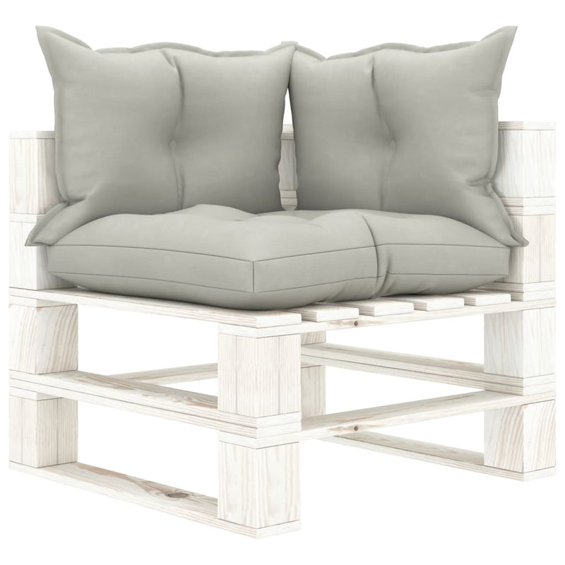 Tuinhoekbank met taupe kussens pallet hout MeubelReus
