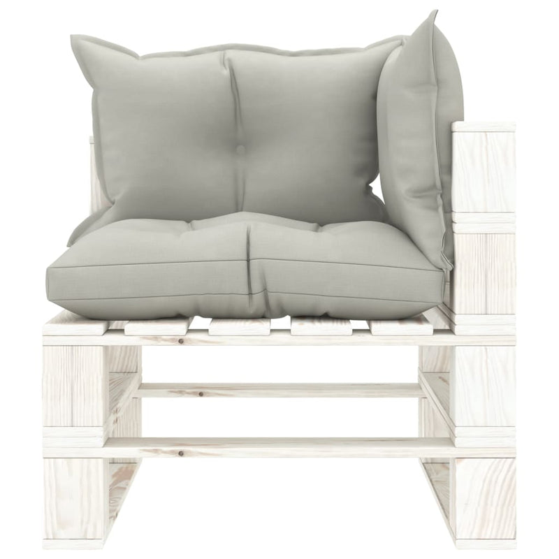 Tuinhoekbank met taupe kussens pallet hout MeubelReus