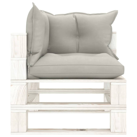 Tuinhoekbank met taupe kussens pallet hout MeubelReus