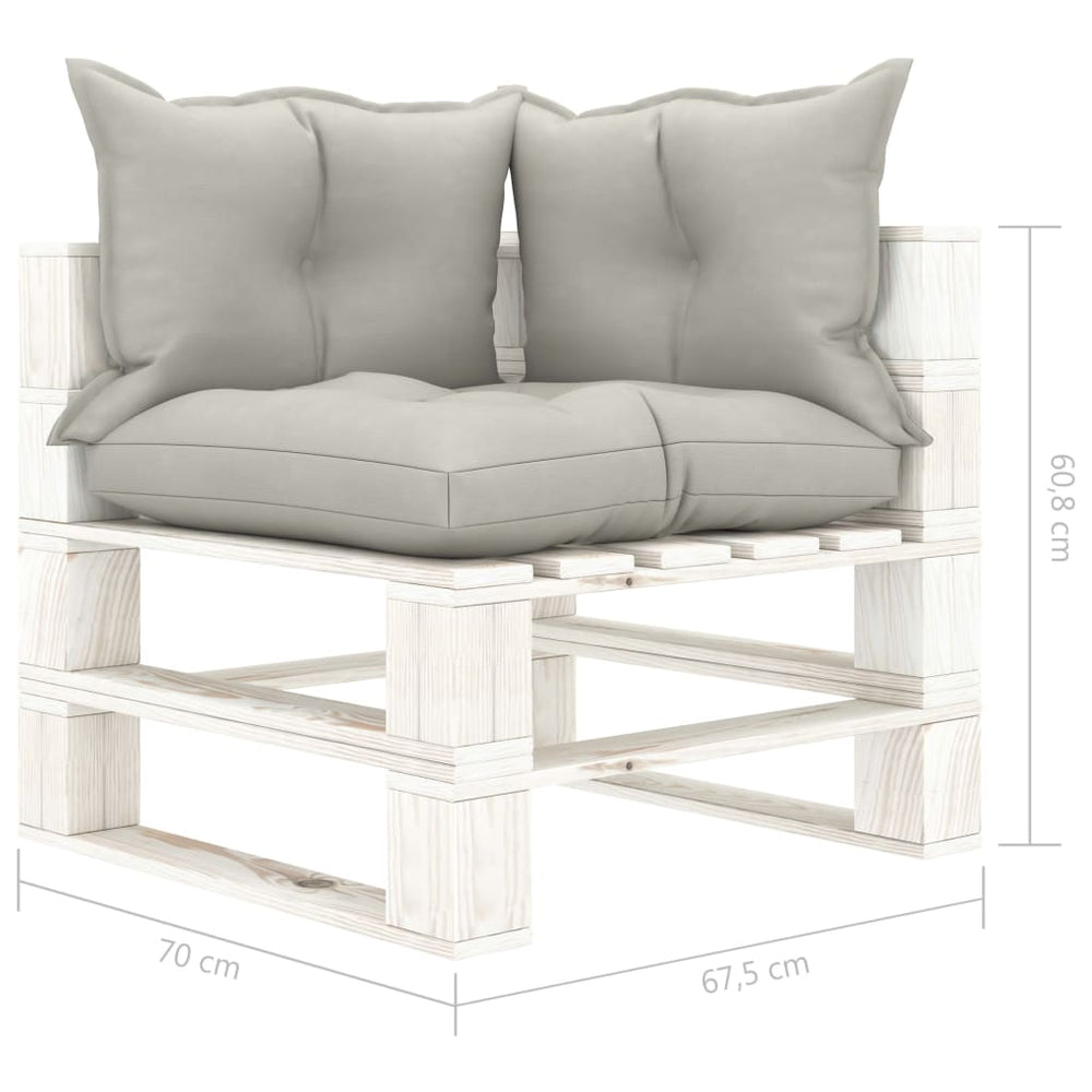 Tuinhoekbank met taupe kussens pallet hout MeubelReus