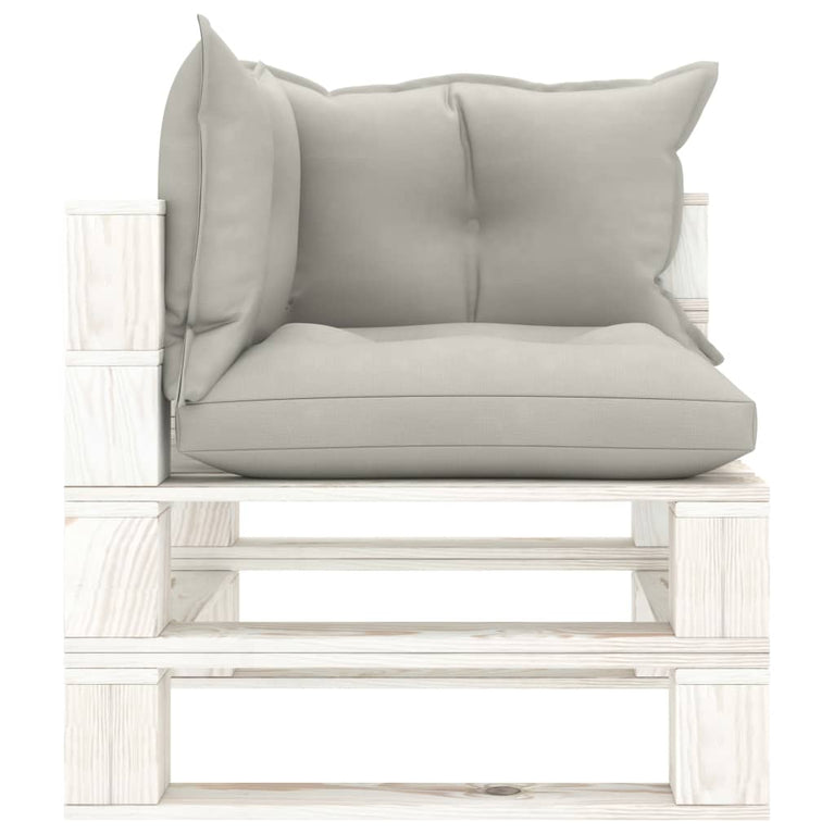 Tuinbank 2-zits met taupe kussens pallet hout MeubelReus