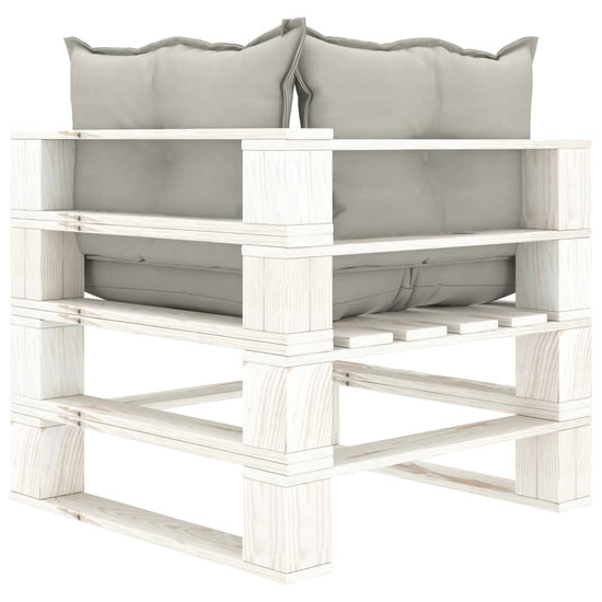Tuinbank 2-zits met taupe kussens pallet hout MeubelReus
