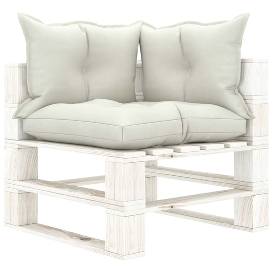 Tuinhoekbank met beige kussens pallet hout MeubelReus