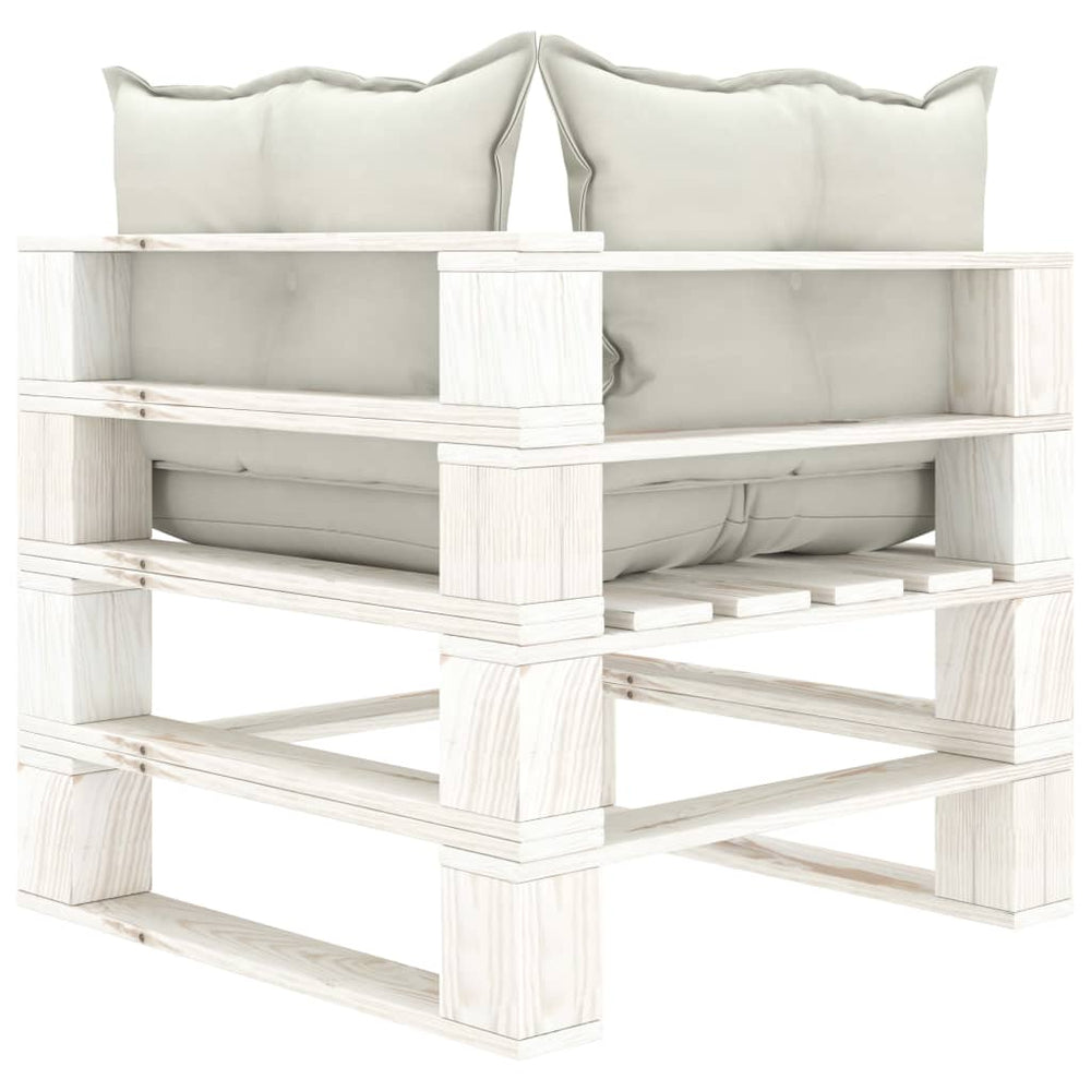 Tuinhoekbank met beige kussens pallet hout MeubelReus
