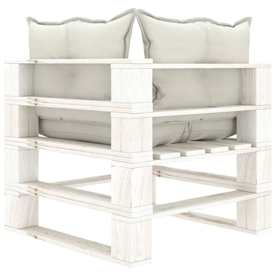 Tuinhoekbank met beige kussens pallet hout MeubelReus