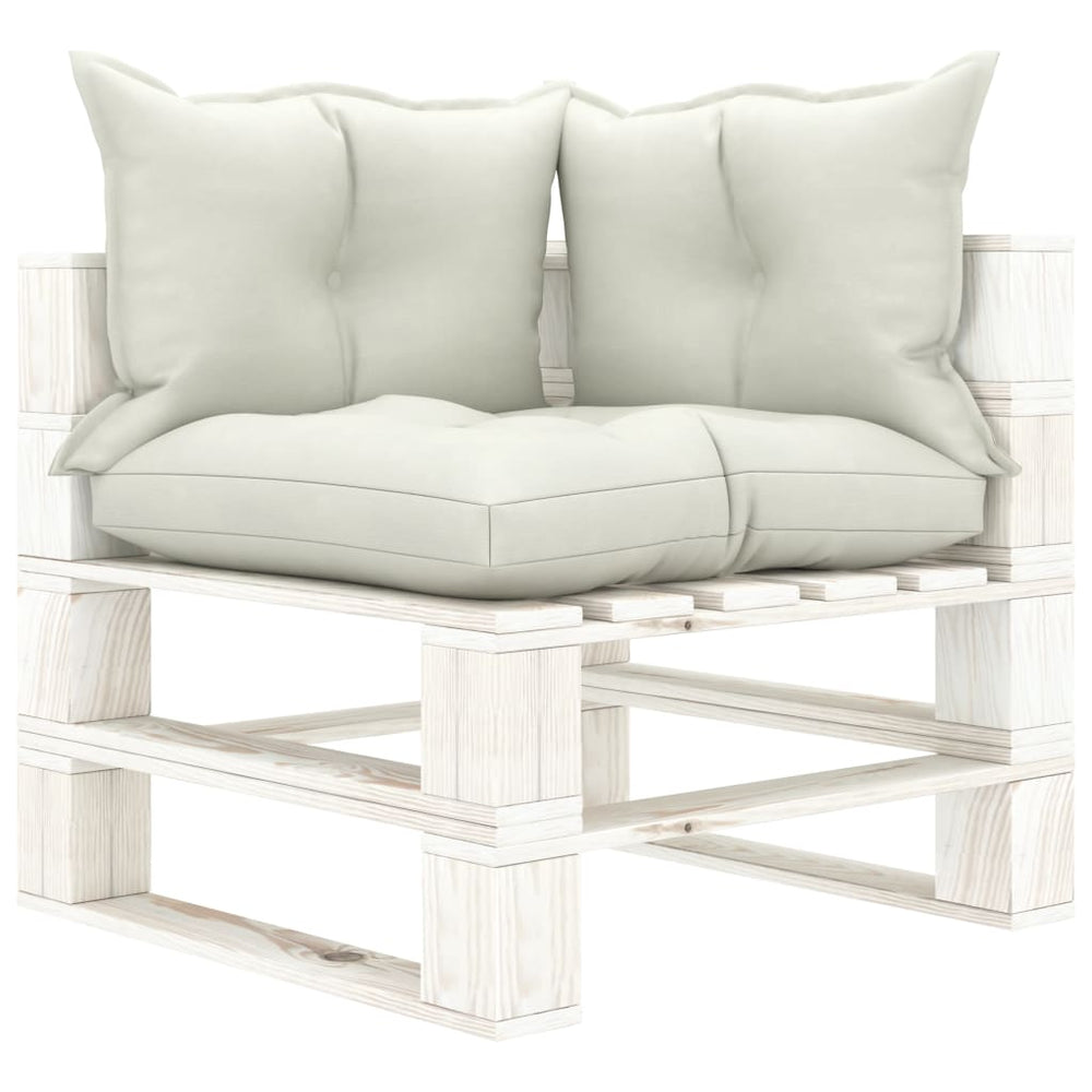 Tuinbank 2-zits met beige kussens pallet hout MeubelReus