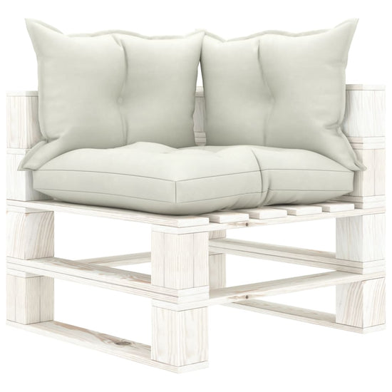 Tuinbank 2-zits met beige kussens pallet hout MeubelReus