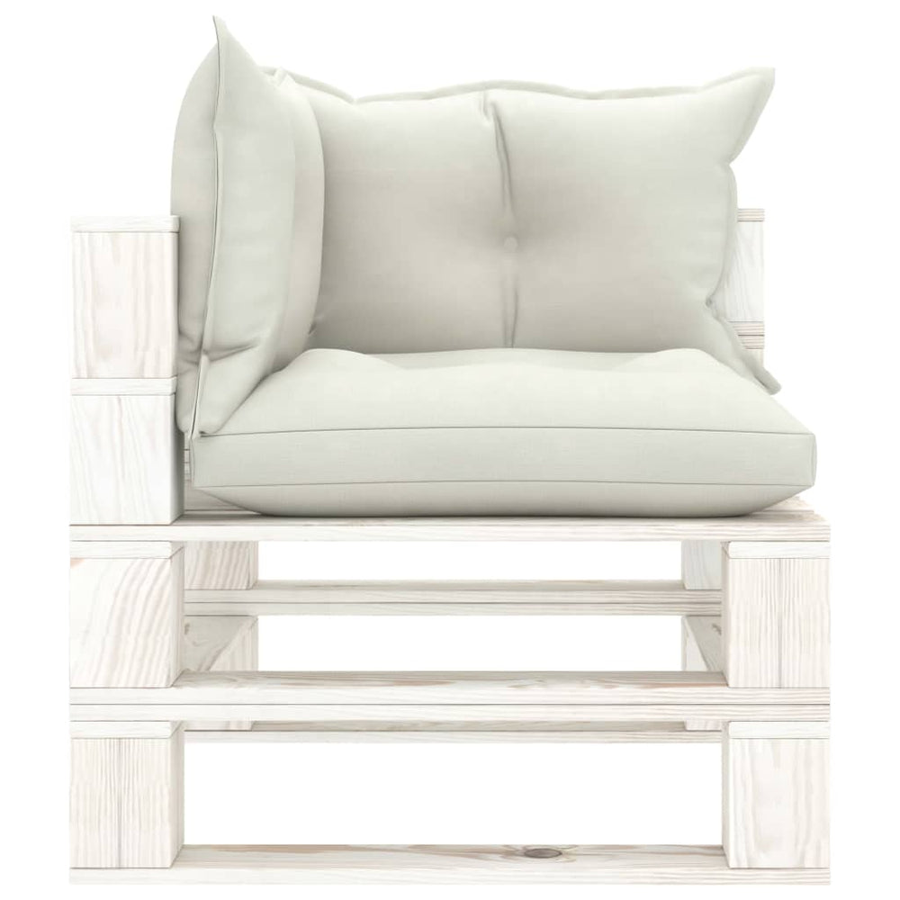 Tuinbank 2-zits met beige kussens pallet hout MeubelReus
