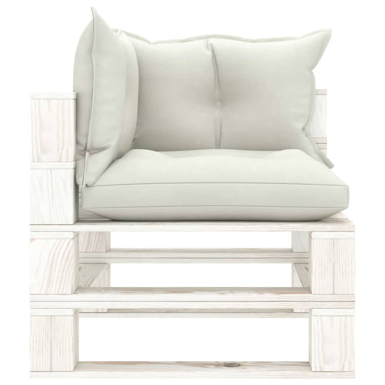 Tuinbank 2-zits met beige kussens pallet hout MeubelReus