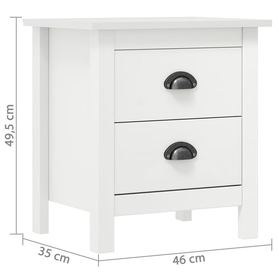 Nachtkastjes 2 st Hill 46x35x49,5 cm grenenhout wit MeubelReus