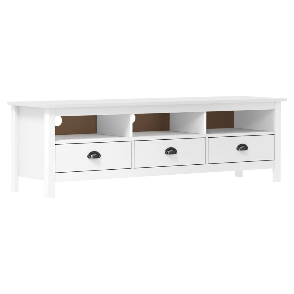 Tv-meubel Hill 158x40x47 cm massief grenenhout wit MeubelReus