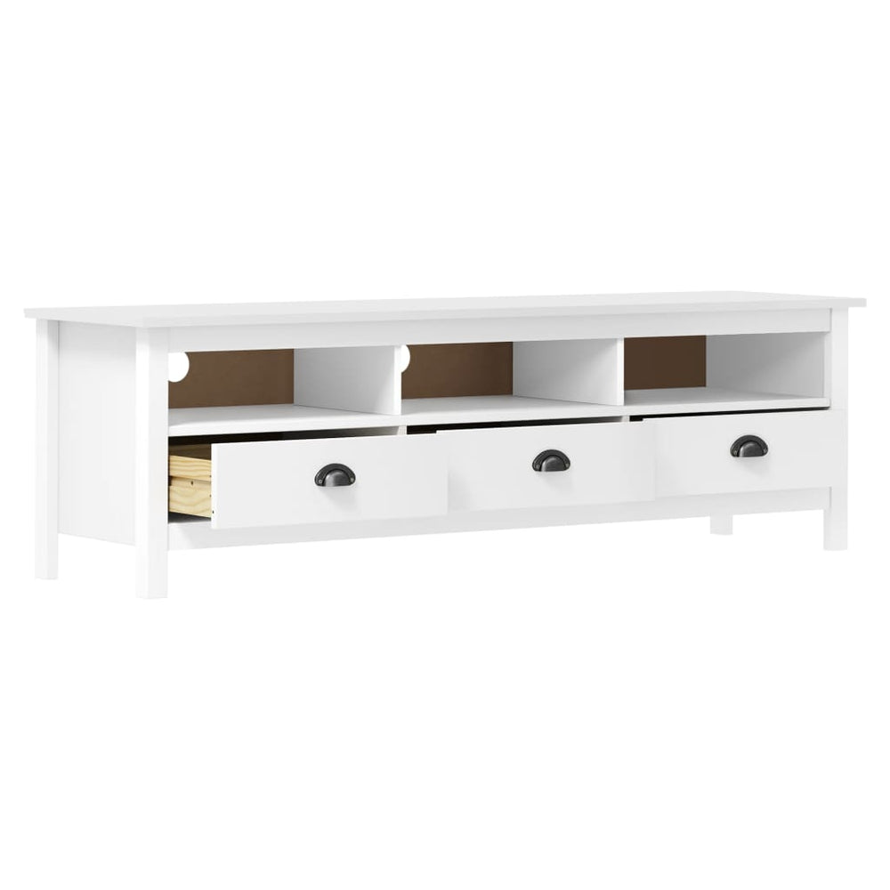 Tv-meubel Hill 158x40x47 cm massief grenenhout wit MeubelReus