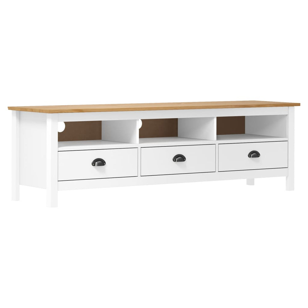 Tv-meubel Hill Range 158x40x47 cm massief grenenhout wit MeubelReus
