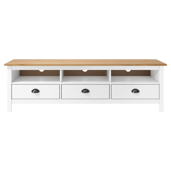 Tv-meubel Hill Range 158x40x47 cm massief grenenhout wit MeubelReus