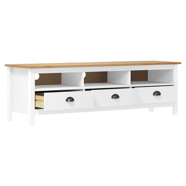 Tv-meubel Hill Range 158x40x47 cm massief grenenhout wit MeubelReus