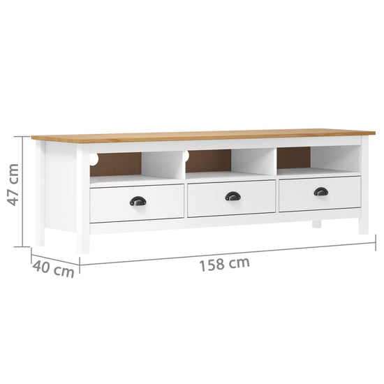 Tv-meubel Hill Range 158x40x47 cm massief grenenhout wit MeubelReus