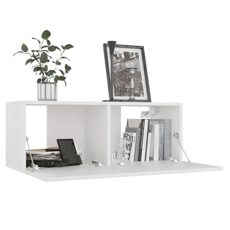 Tv-meubel 80x30x30 cm bewerkt hout wit MeubelReus