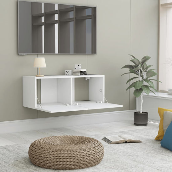 Tv-meubel 80x30x30 cm bewerkt hout wit MeubelReus
