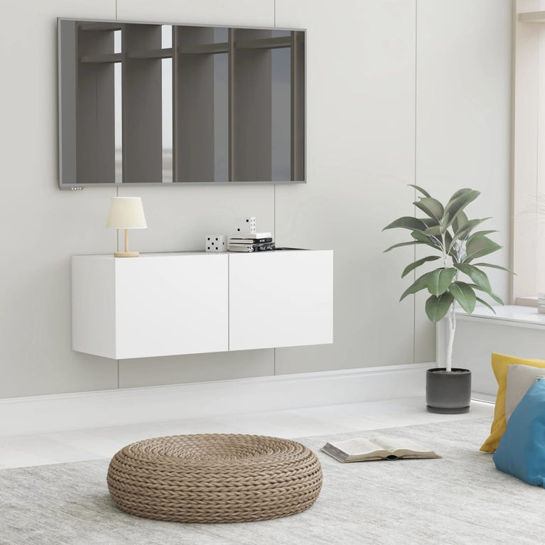Tv-meubel 80x30x30 cm bewerkt hout wit MeubelReus