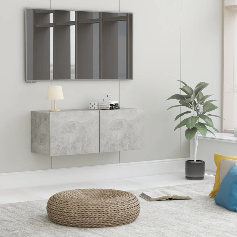 Tv-meubel 80x30x30 cm bewerkt hout betongrijs MeubelReus
