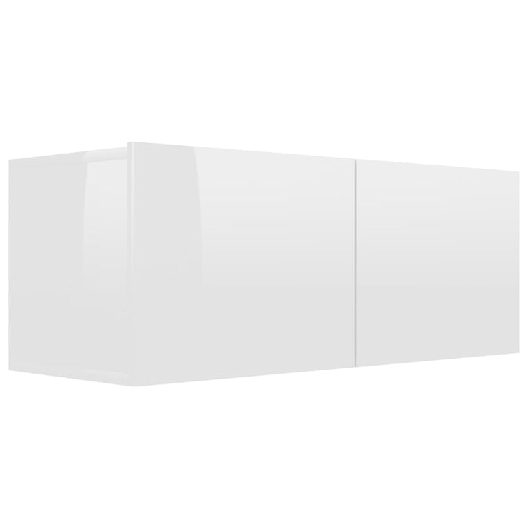 Tv-meubel 80x30x30 cm bewerkt hout hoogglans wit MeubelReus