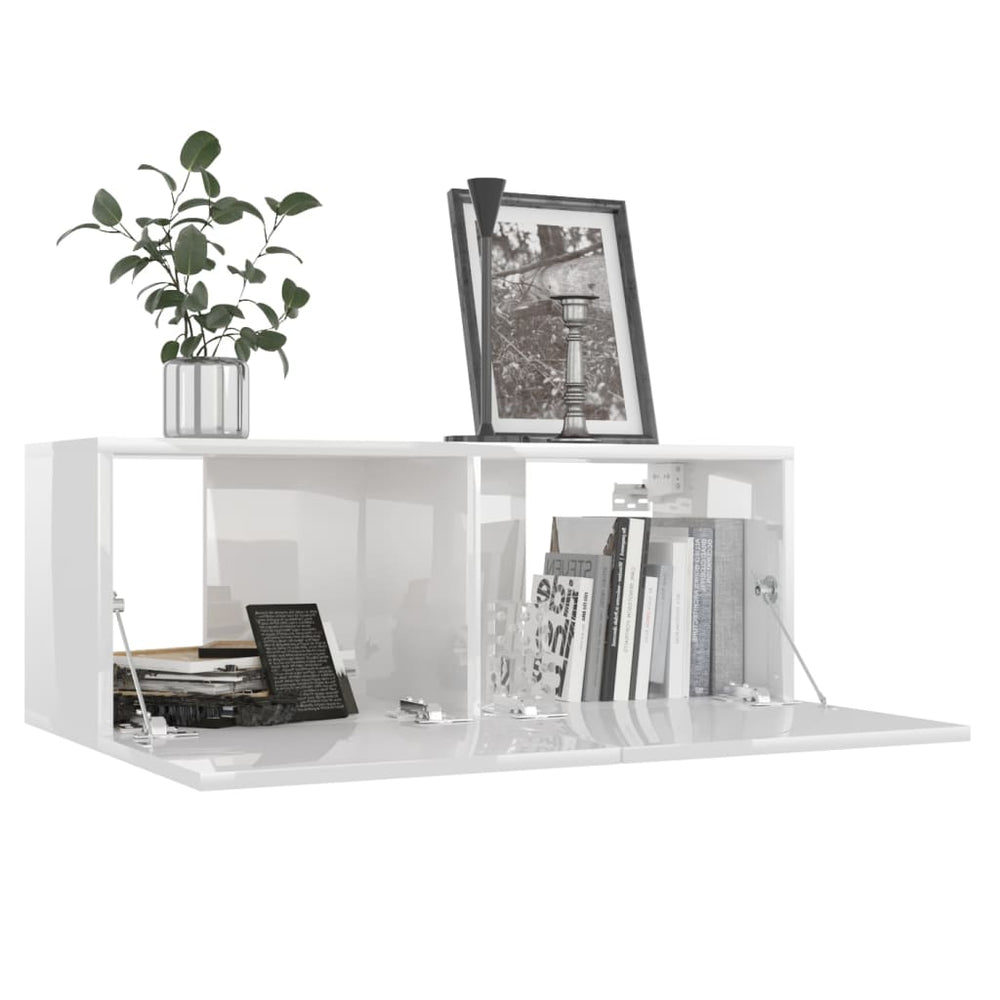 Tv-meubel 80x30x30 cm bewerkt hout hoogglans wit MeubelReus