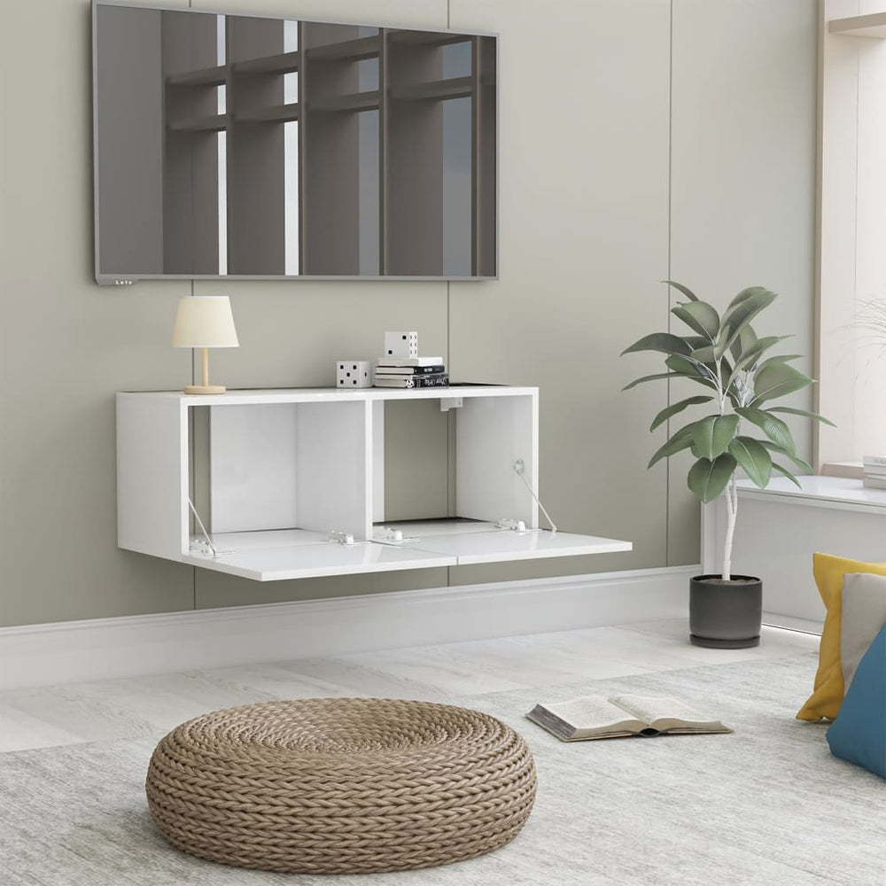 Tv-meubel 80x30x30 cm bewerkt hout hoogglans wit MeubelReus