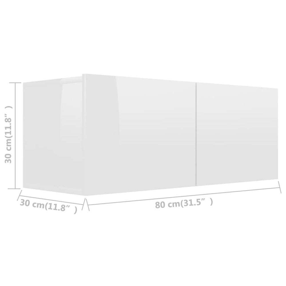 Tv-meubel 80x30x30 cm bewerkt hout hoogglans wit MeubelReus