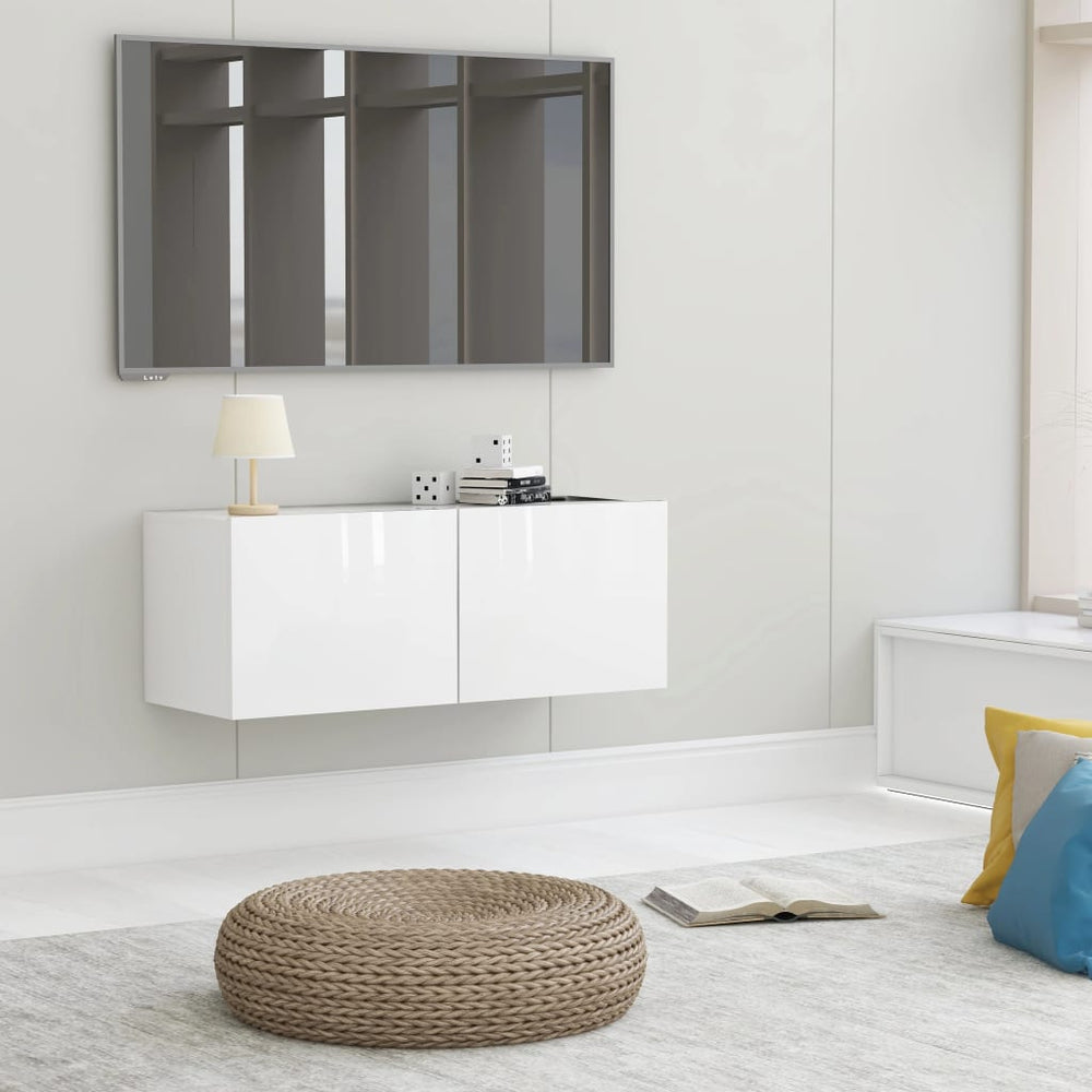 Tv-meubel 80x30x30 cm bewerkt hout hoogglans wit MeubelReus